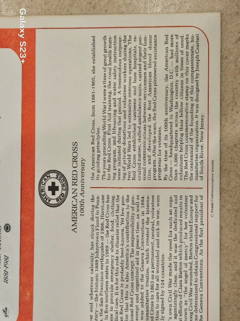 RARE COLLECTIBLE USPS 1ST DAY ISSUE COVER AMERICAN RED CROSS 100th STAMP FDC